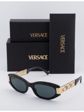 Versace VE4501 GB1/87 Cat Eye Sunglasses – Black/Dark Grey